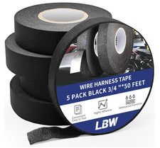 5 Rolls 3/4 Inch X 50 FT Cloth Electrical Tape - Automotive Wire Harness Wrap