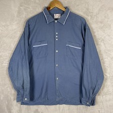 Vintage 50s Sears Roebuck Pilgrim Cotton Shirt XL Sanforized Textured Rockabilly