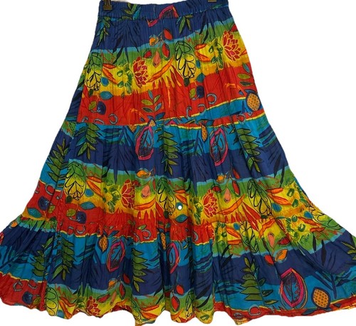 Vintage Floral Reversible Skirt M/L Boho Hippie 2 Skirts In One Plaid On Reverse