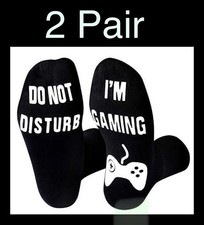 Do Not Disturb Im Gaming Socks Novelty Gamer Gift Black White  Adult size 3-12 