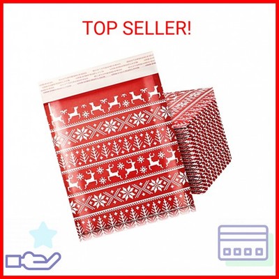 Censen 25 Pcs Christmas Bubble Mailers 8.3 x 9.3 Inch Christmas Poly Mailers Hol