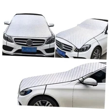 Car Half Car Cover Sunshade, Windshield Hood All-Season 1 PC Silver #01