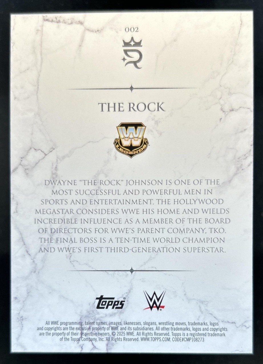2025 Topps Royalty WWE The Rock Blue #/25 view 2
