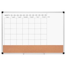 Monthly Calendar Dry Erase Whiteboard with Silver Frame, 24x36 Inches