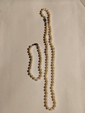 Potato Pearl Bracelet And Necklace Set Silver...