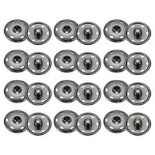 12 Set Sew-on Snap Buttons 19mm Metal Snap Fastener Buttons, Gunmetal