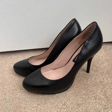 Nine West Black Leather Platform High Heel Pumps Women's Size 8M