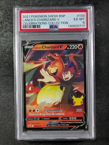 2021 Pokemon LANCE'S CHARIZARD V SWSH133 Black Star Promo Celebration Coll PSA 6
