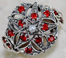 2CT Fire Garnet 925 Solid Sterling Silver Art Deco Ring Sz 6,8 US8