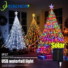 Solar Star Waterfall String Light Lamp Yard Outdoor Christmas Garden Home Decor