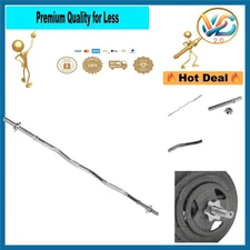 Fitvids Chrome 48-inch Threaded Curl Bar with Collars – Alloy Steel, 250lb Ca...