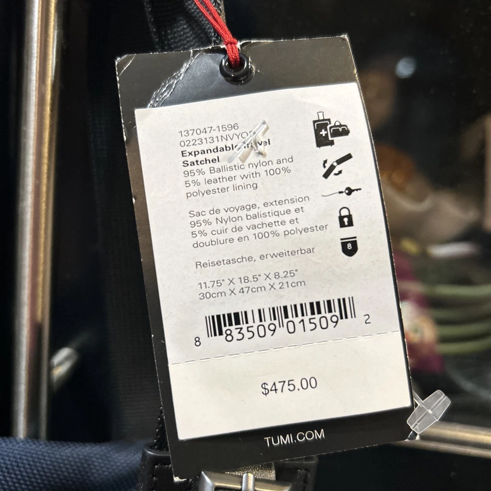 Tumi Gen4 Navy Blue FTX Nylon-Leather Trim expandable Travel Satchel NEW $475 - Image 2 of 4