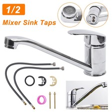 Modern Kitchen Sink Mixer Taps Swivel Spout Single Lever Tap Mono Chrome Faucet.