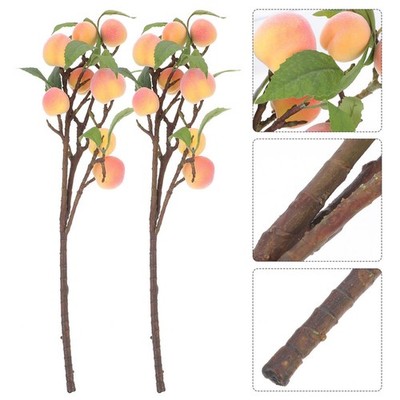  2 Pcs Künstliche Pfirsichbaumzweige Fruchtzweige Künstliches Obstdekor Faux