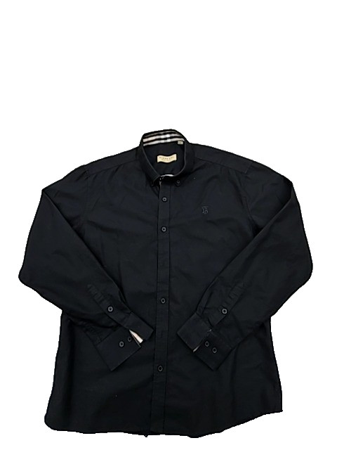 Burberry Men's Black Check Lined Dress Shirt XL Long Sleeve England