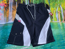 New BOys Swim Trunks BOard Shorts Lined Ocean Pacific OP Size 10 navy blue white