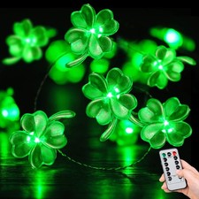 St Patricks Day Decorations Shamrocks String Lights Battery Operated Shamrocks