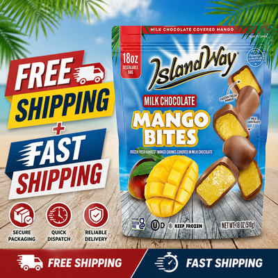 Island Way Milk Chocolate Covered Mango Bites 18oz Resealable Bag Frozen Premium