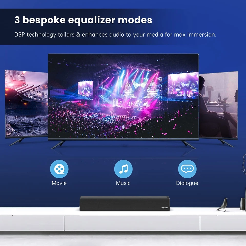 Barra de Sonido, Barra de Sonido BESTIAN 50 Vatios con HDMI, Óptica, AUX, USB, Sub Out y... Foto 3 de 4