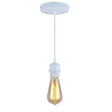 Industrial Mini Pendant Light Kit, E26 Vintage Style White Cord Hanging Light...