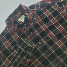 LL Bean Multi Plaid Flannel Button Up Long Sleeve Shirt Mens XL