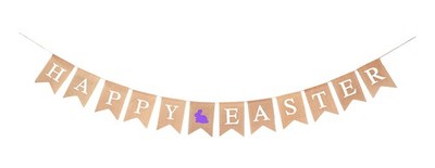 Mandala Crafts Burlap Happy Easter Banner for Fireplace Mantel - 