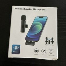 Wireless Lavalier Microphone Plug and Play Supports Two, Black NEW NEVER USED