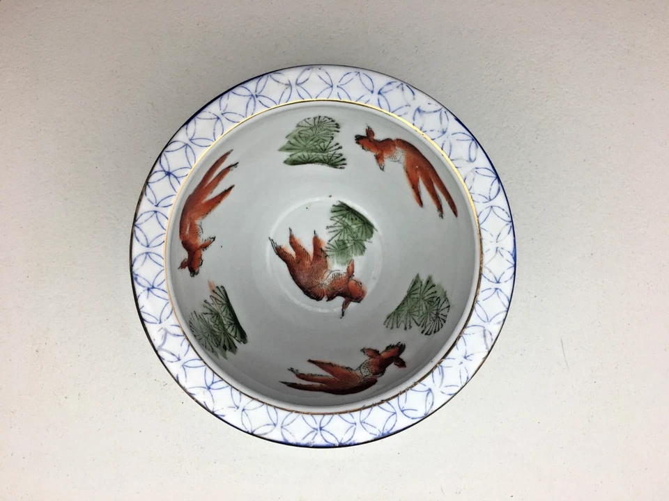 Maceta de porcelana asiática Koi pecera Chinoiserie Jardiniere HERMOSA AZUL 6 pulgadas Foto 4 de 4