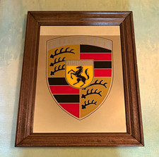 Porsche Stuttgart Crest Framed Wall Art Mirror Sign Gold Black Red Logo Porsche Stuttgart Crest Framed Wall Art Mirror Sign Gold Black Red Logo