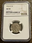 1916 D Indian Head Buffalo Nickel NGC AU50