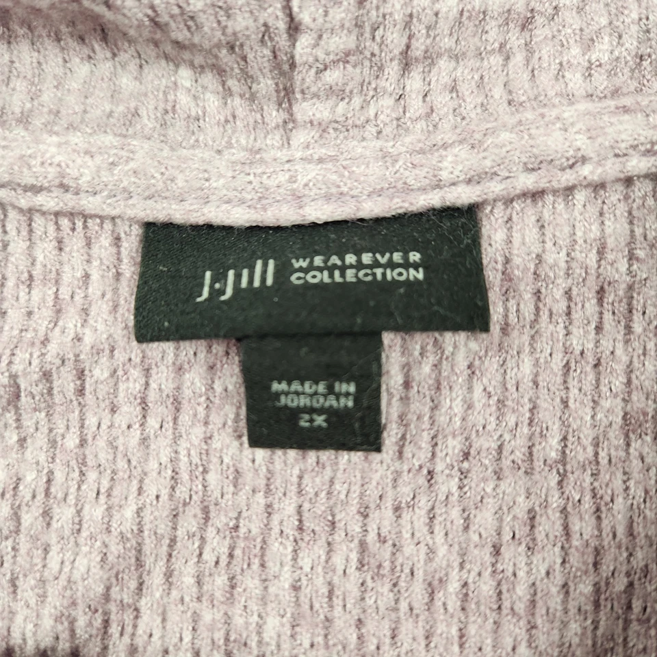 J Jill Wearever Collection Sweater Women 2X Purple Waffle Cowl Knit Boxy Fit - Image 2 of 4