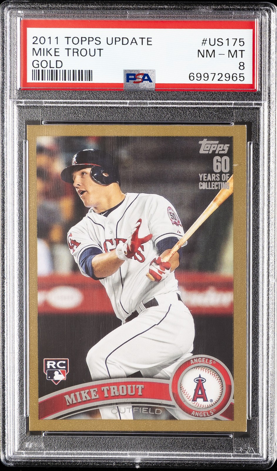2011 TOPPS UPDATE GOLD #US175 MIKE TROUT ROOKIE RC 1354/2011 PSA 8