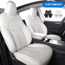 Full Set Custom Fitted Car Seat Covers For Tesla Model Y 2020-2024 Nappa Leather
