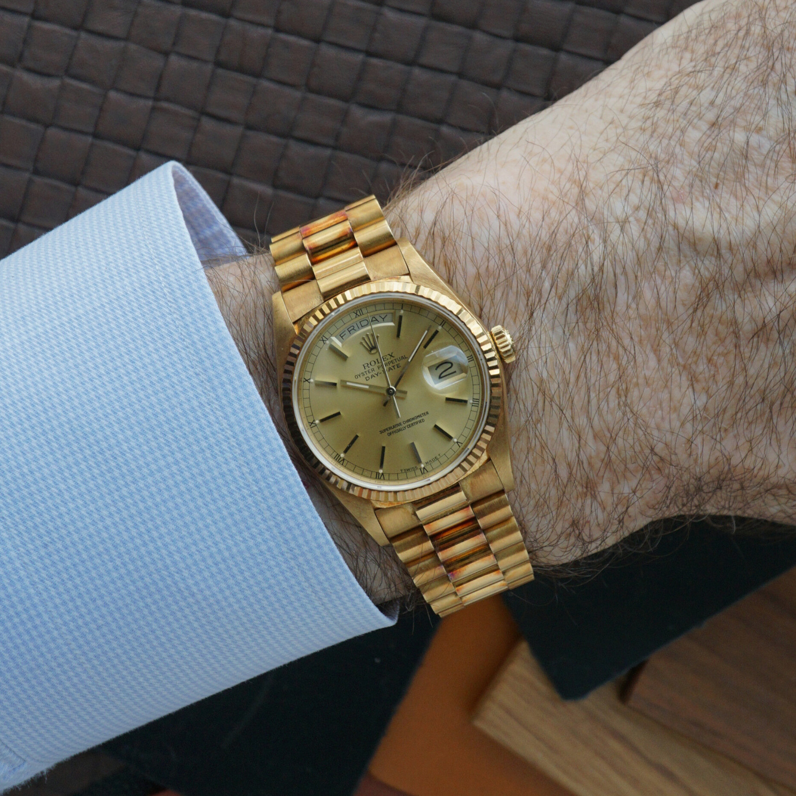 Rolex Day Date Ref. 18038 w/ Papers Presidential 36 mm 18k Gold Automatic 1987 image 3