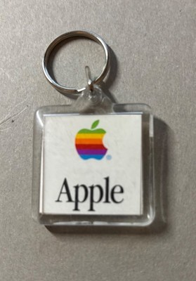 Apple Mac OS Lucite Square Keychain Rainbow Apple Collectible Vintage 90's
