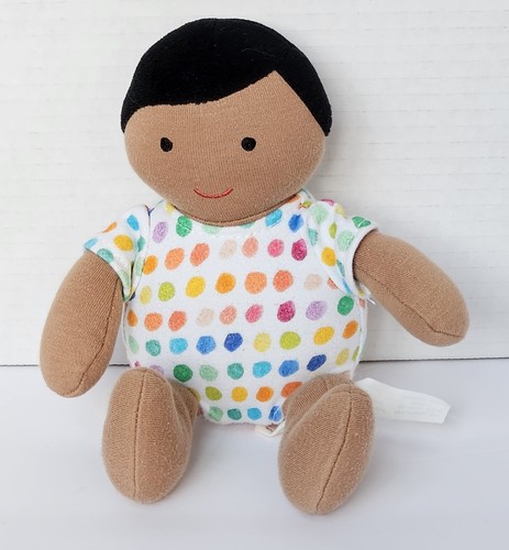 Lovevery Organic Cotton Baby Doll Plush Toy  Black Hair Tan Skin Tone Montessori