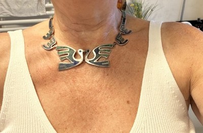 Massive Vintage Taxco Silber-Collier ''MARI''   60g Sterlingsilber   Mexiko 1950s