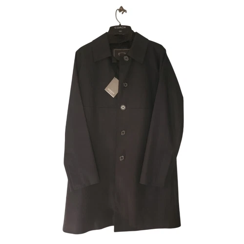 Cappotto COACH nero con parapolvere e appendiabiti Nuovo Taglia M