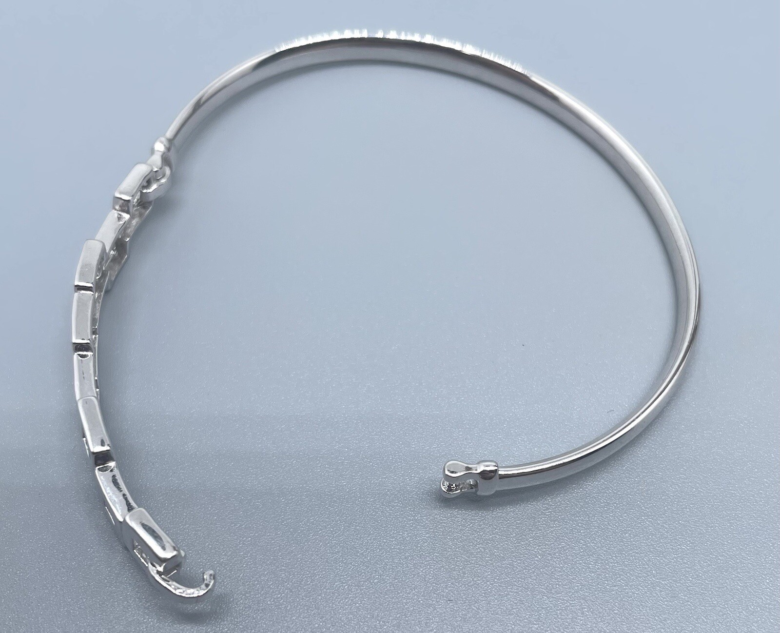 Silver Tone Hook Clasp Square Shape Rhinestone Br… - image 6