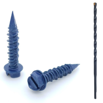 1/4'' x 1-1/4'' Hex Head Diamond Tip Concrete Screws To Anchor Masonry, Block & Br