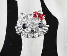 Red Kitty Austrian Rhinestone Crystal Fashion Cocktail Ring