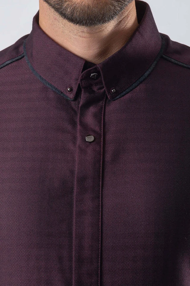 R24 LAWUNG Al-Ameer Adulto Hombre Thobe Diseño Moderno Árabe Jubbah Púrpura Oscuro Foto 4 de 4