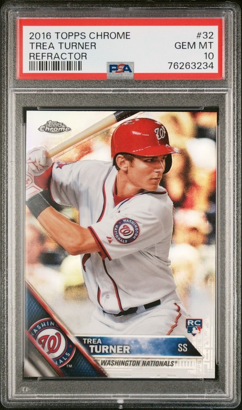 2016 Topps Chrome #32 Trea Turner Refractor Rookie Card RC PSA 10 QTY