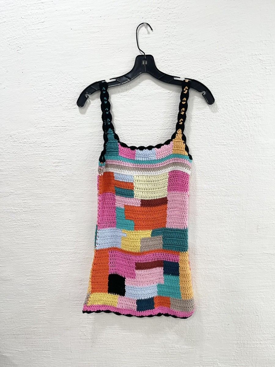 tach meryl crochet dress Tach Clothing Meryl Crochet Mini-Dress Knit Multicolor Size S