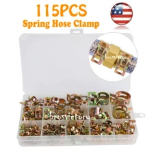 115PCS Spring Clips 6-22mm Zinc Plated Spring Hose Pipe Clamps Air Clip Clamps
