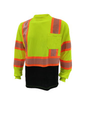 Long Sleeve Reflective High Viz Shirt Honeycomb Stripes