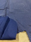 Vintage Navy Blue Fabric w White Flocked Dots 24"x45"+ Polkadot Flocking Cotton — photo 5