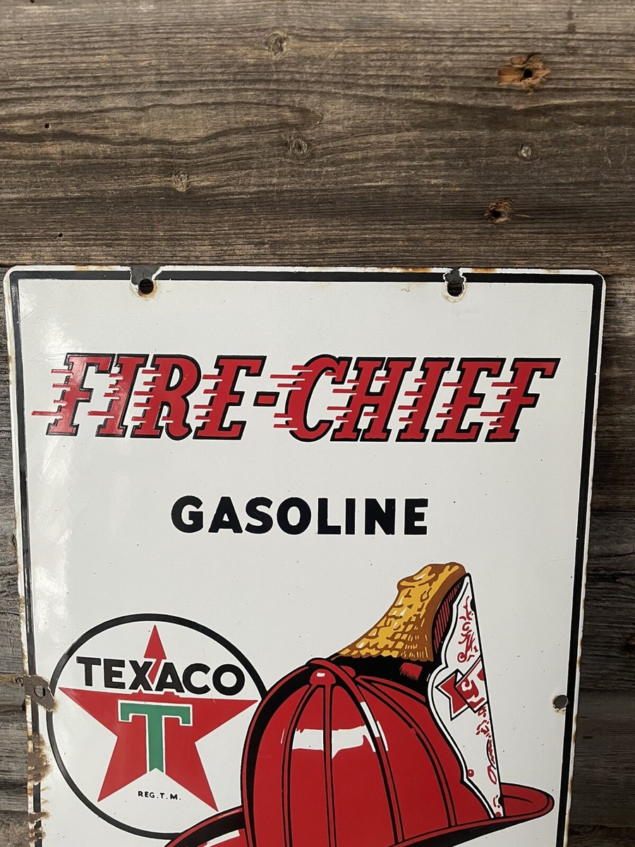 Vintage Texaco Advertising Sign Fire-Chief Pump Plate Sign