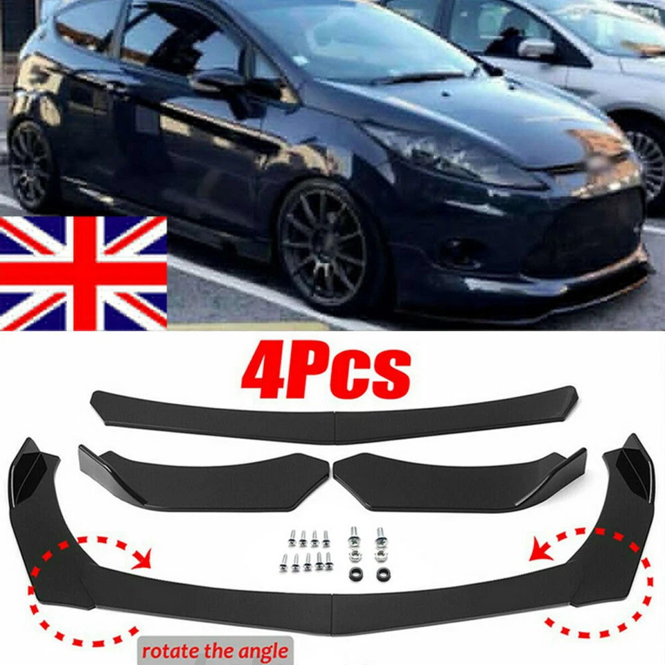 For Ford Fiesta ST MK5 6 Mk7 MK7.5 Front Bumper Lip Spoiler Splitter Gloss Black