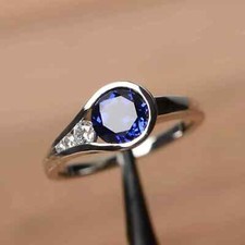 2.50 Ct Blue Round Cut CZ Women's Party wear Wedding Ring In Solid 925 Silver